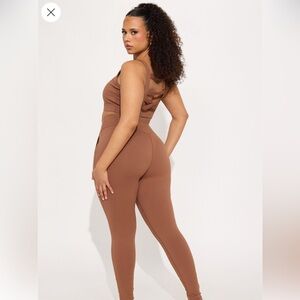 Women's Brown High-Waisted Leggings Set